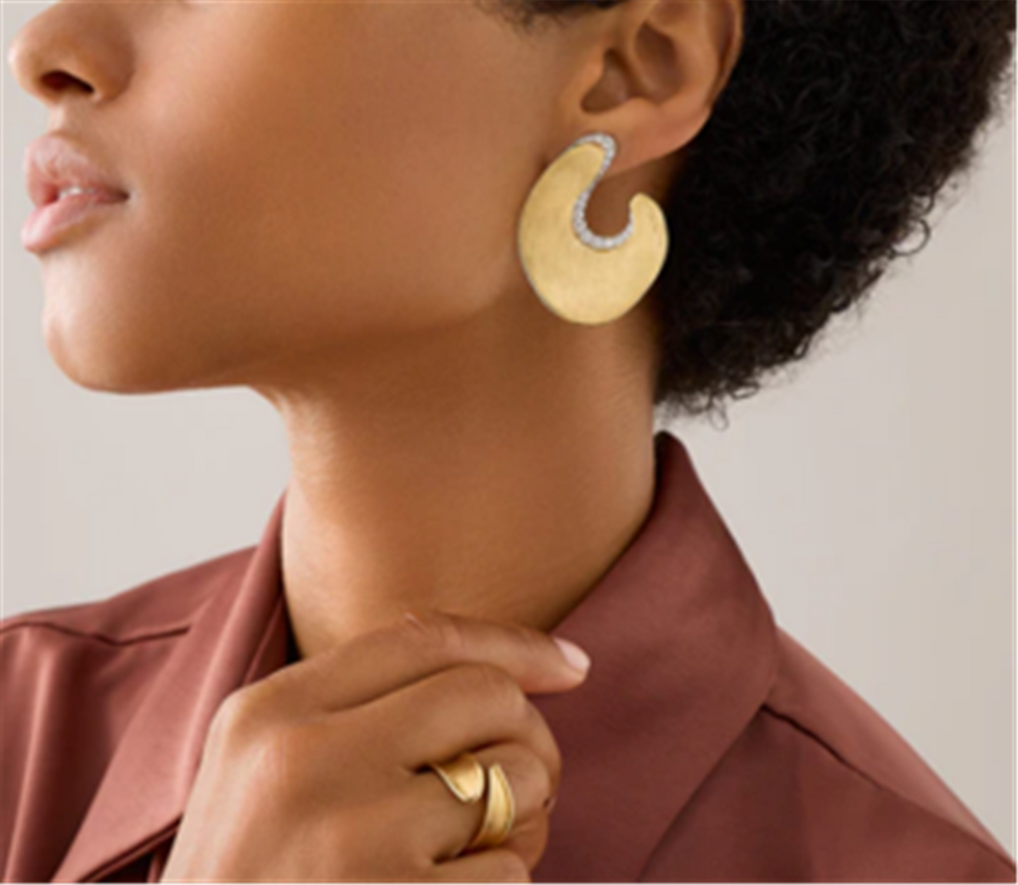 Marco Bicego Irregular Petal Statement Earrings with Diamonds in 18k Gold