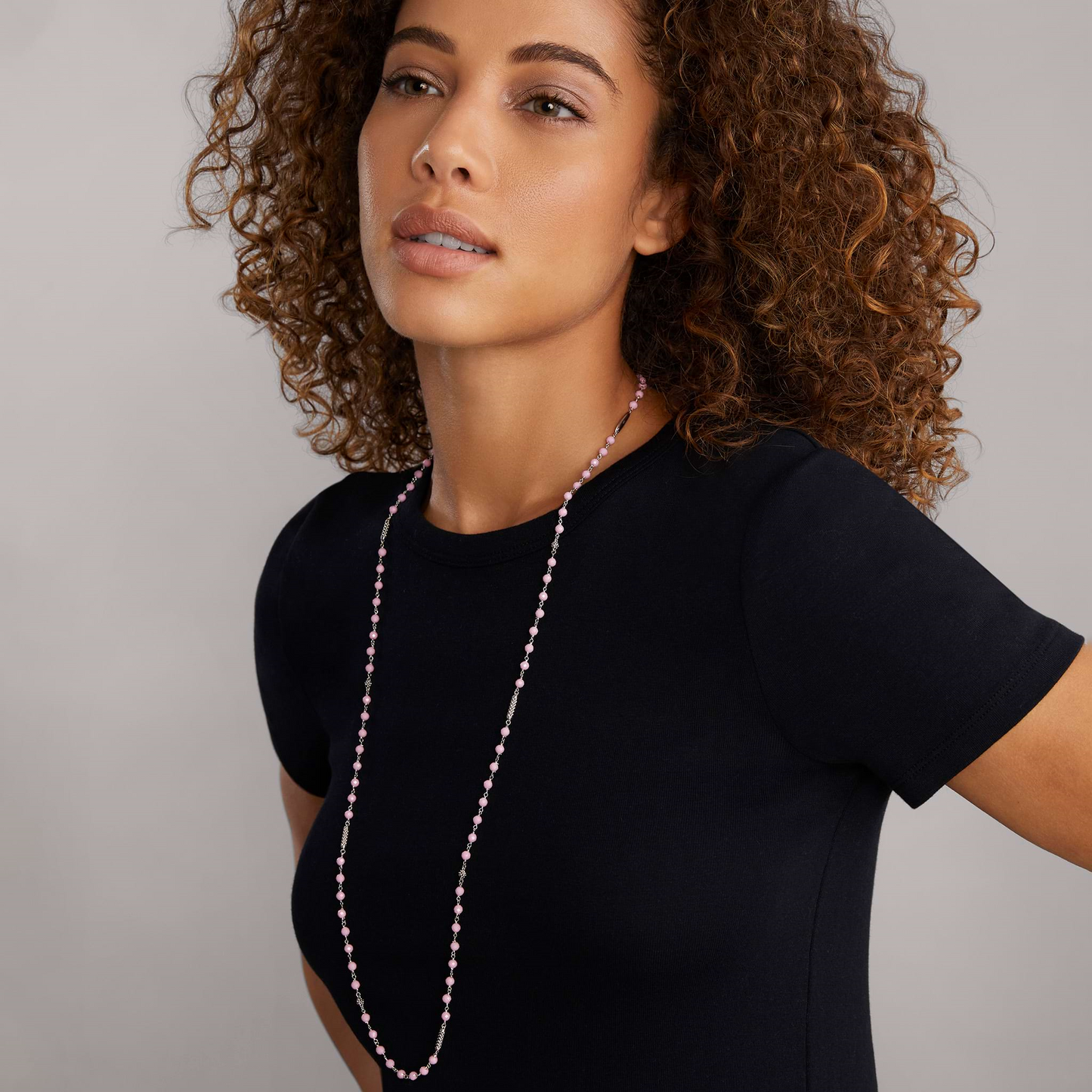 Lagos Long Pink Ceramic Beaded Necklace