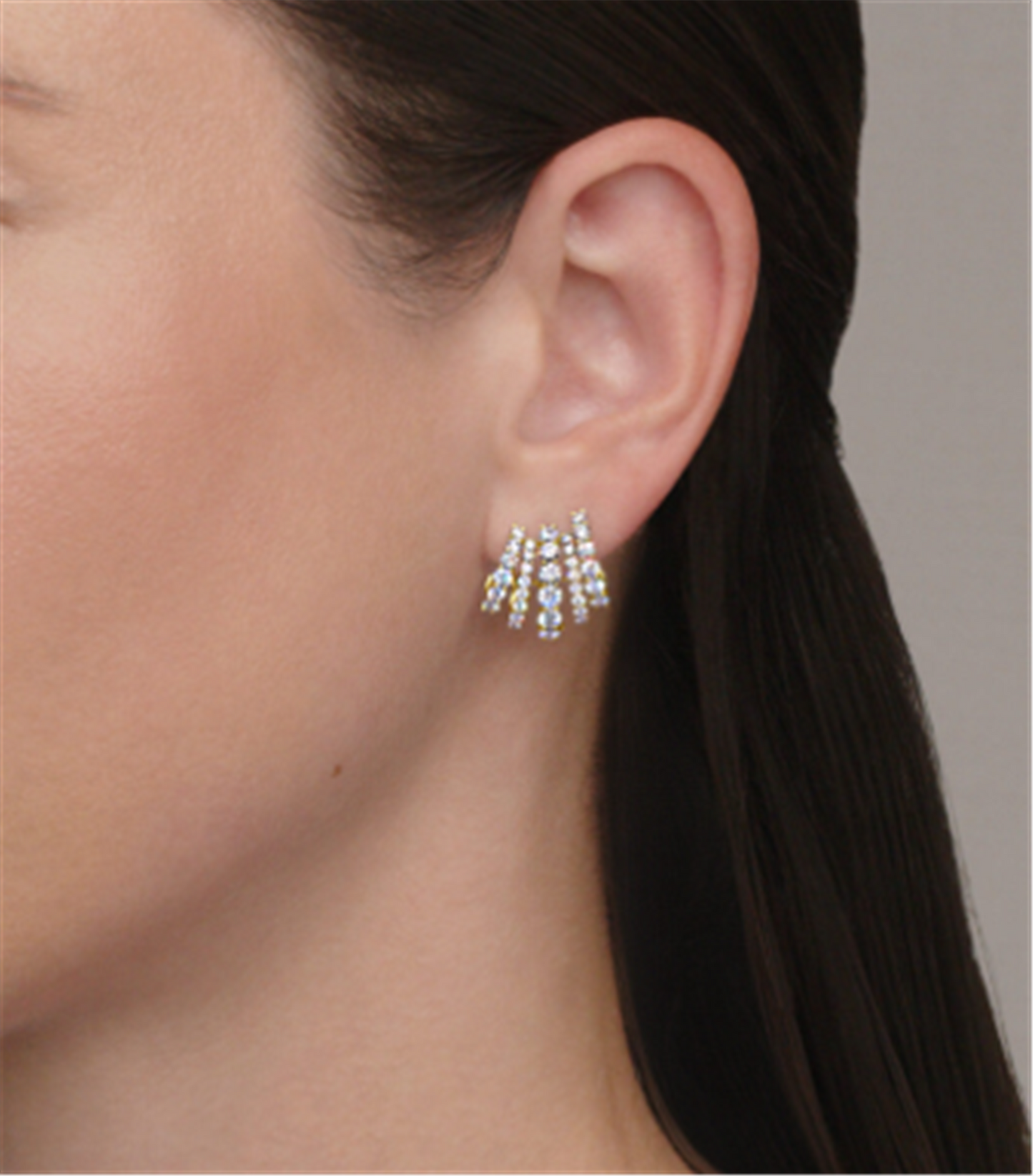 Kwiat Five-Row Huggie Diamond Earrings in 18k Gold