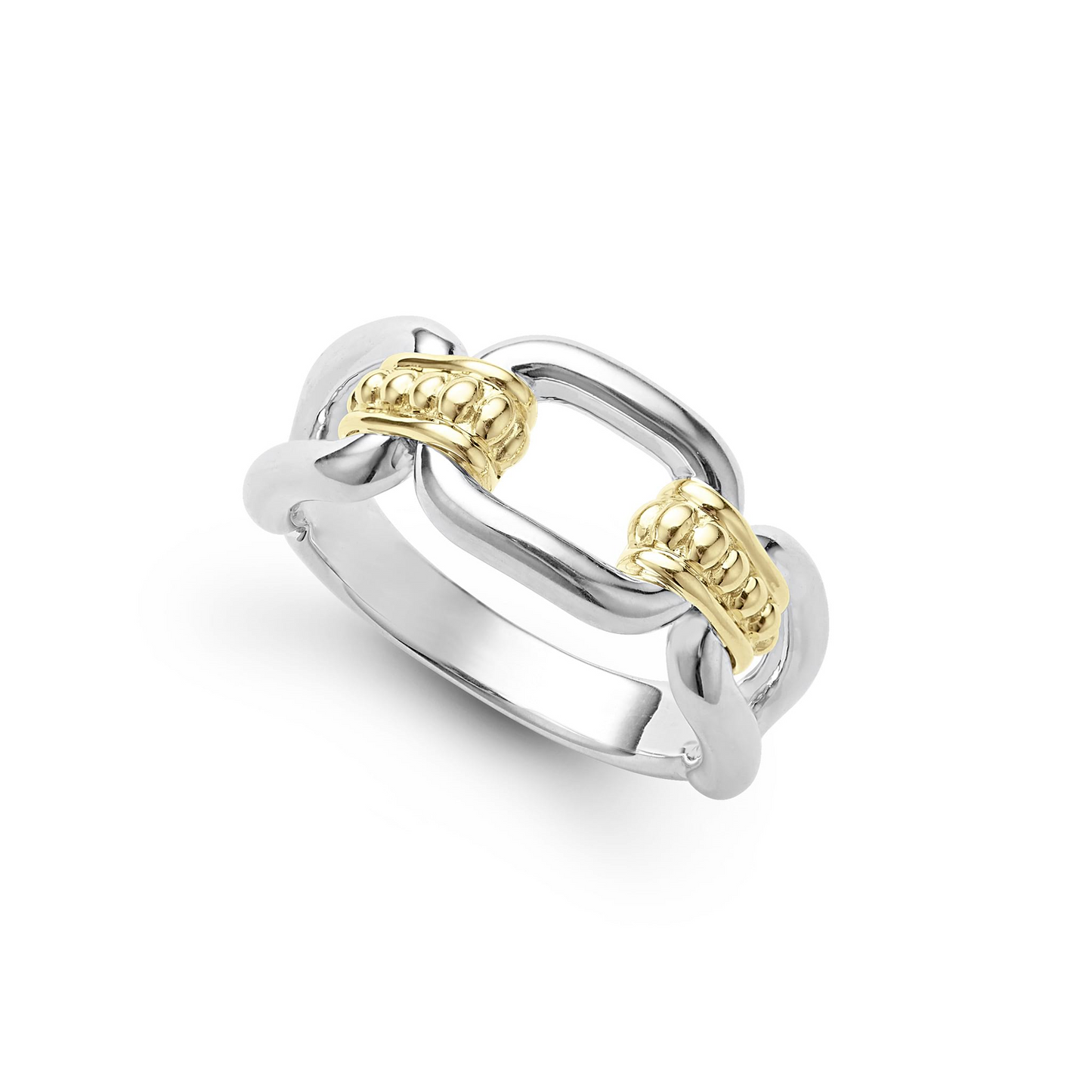 Lagos Two-Tone Link Ring in Sterling Silver & 18k Gold