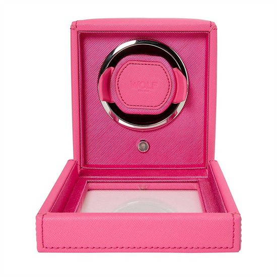 WOLF Pink Cub Single Watch Winder with Cover