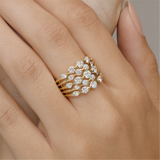 Kwiat Zen Five-Row Ring with Diamonds in 18k Gold