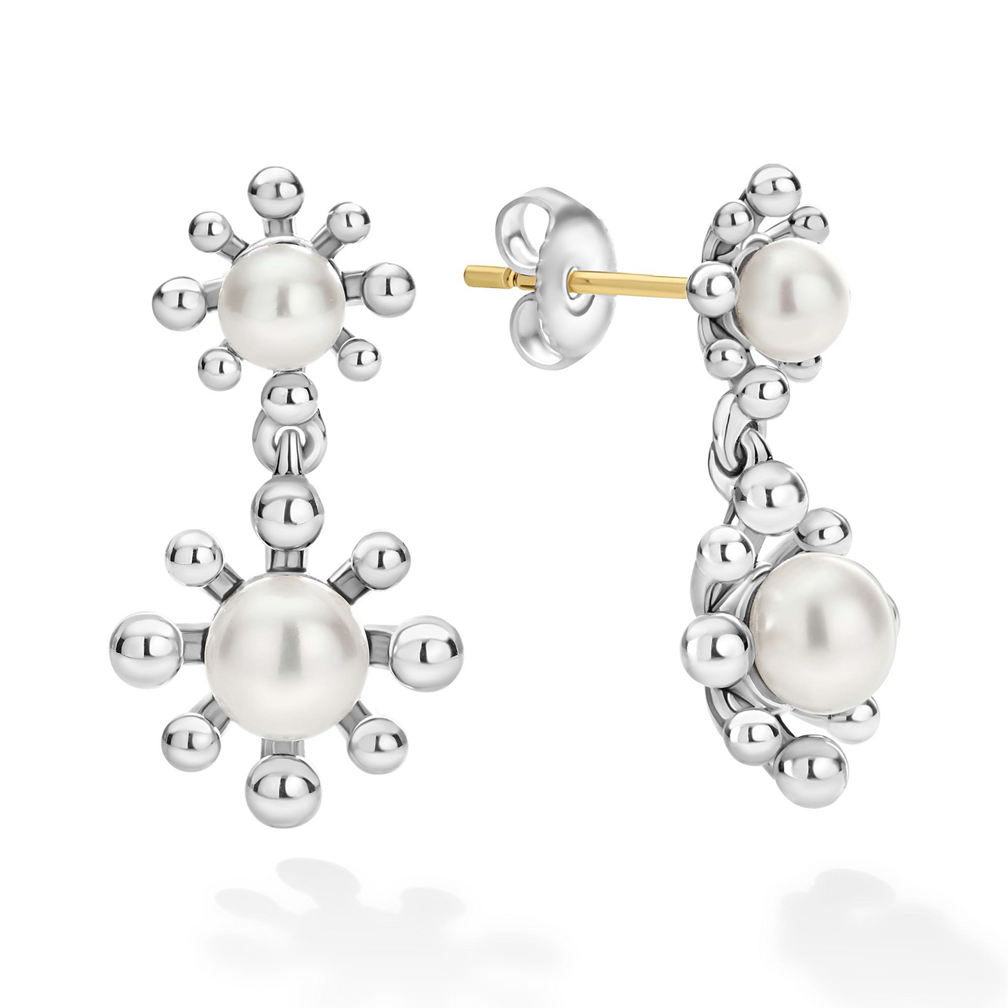 Lagos Fleur Pearl Drop Earrings in Sterling Silver