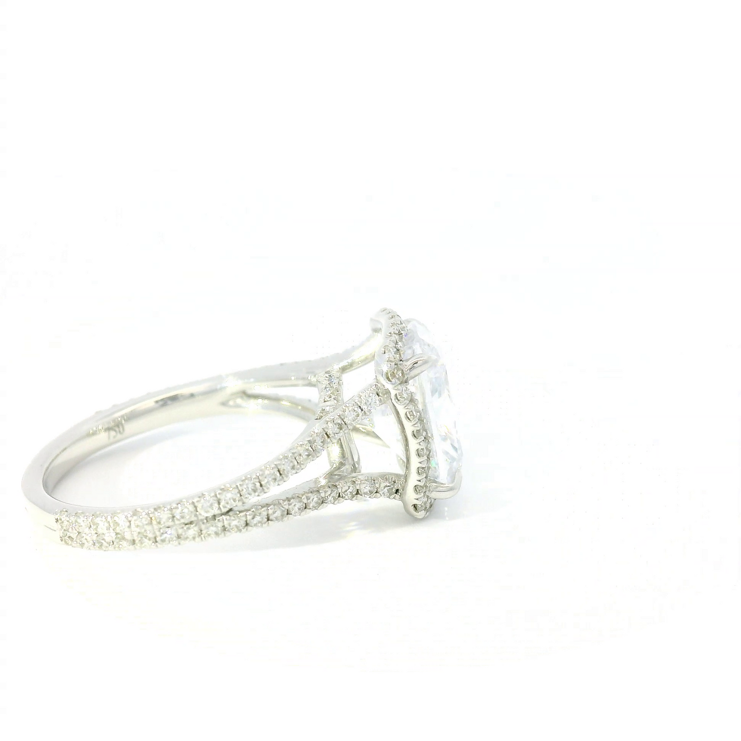 CoutureDiamond Halo & Under Galley w/ Split Diamond Sides Engagement Ring Setting