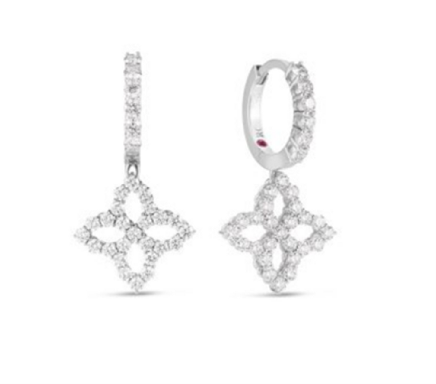 Roberto Coin Diamond Princess Outline Small Flower Drop Earrings