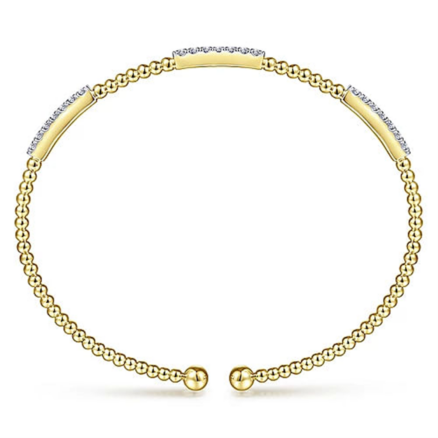 Gabriel & Co. Bujukan Bead Cuff Bracelet with Diamond Pave Stations