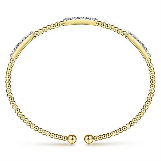 Gabriel & Co. Bujukan Bead Cuff Bracelet with Diamond Pave Stations