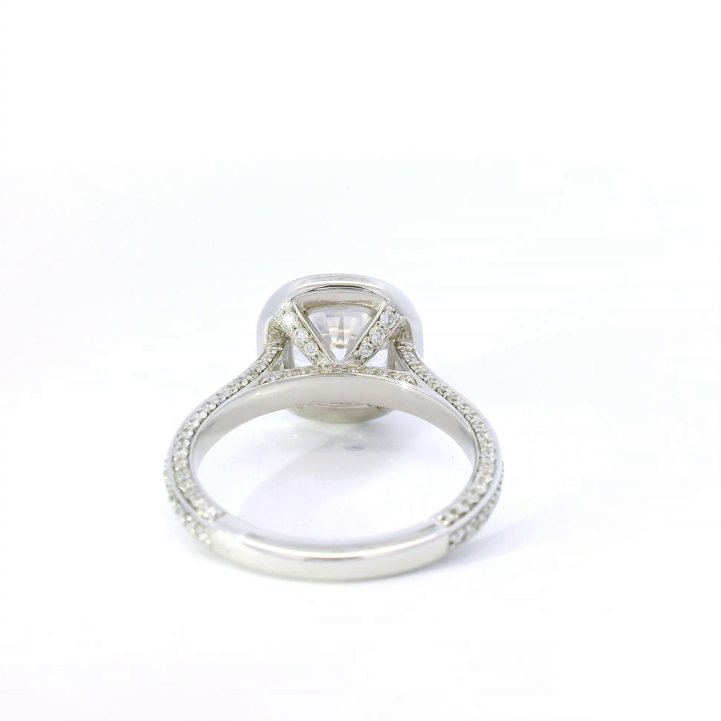 Couture Round Center w/ Halo & Diamond Sides Engagement Ring Setting