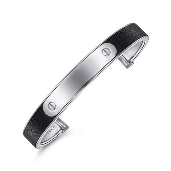 Gsbriel & Co. Sterling Silver & Leather ID Cuff Bracelet