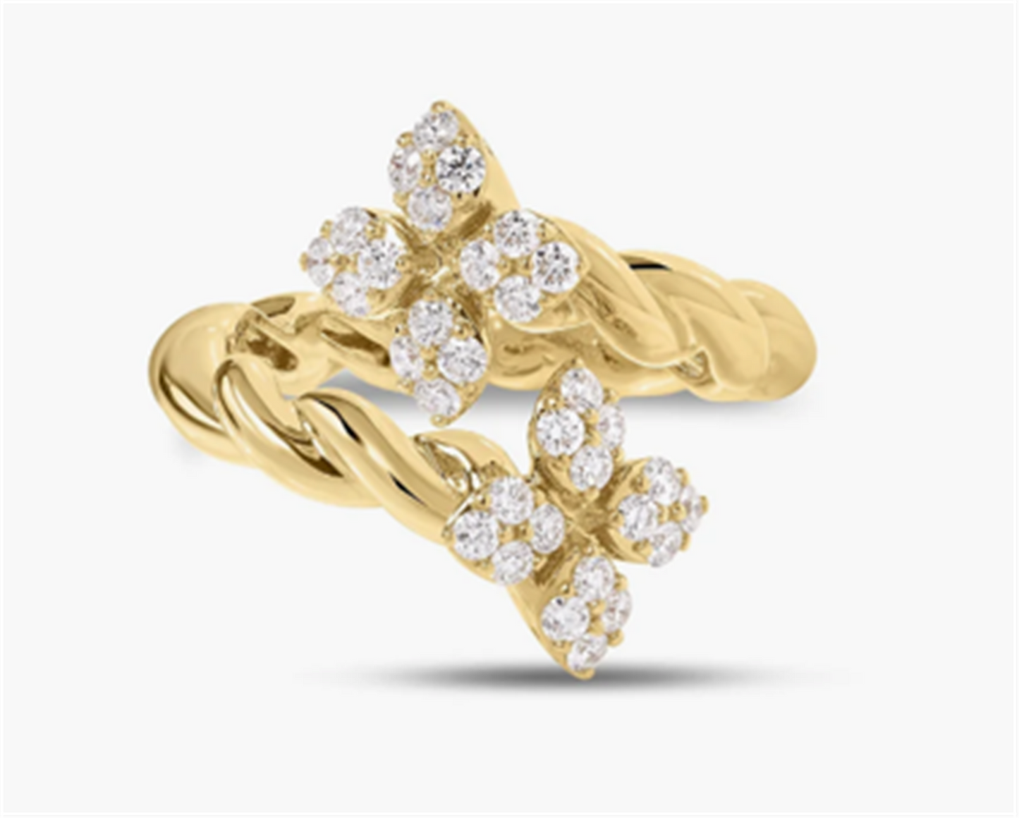 Roberto Coin Love In Verona Diamond Twist Bypass Ring in 18k Yellow Gold