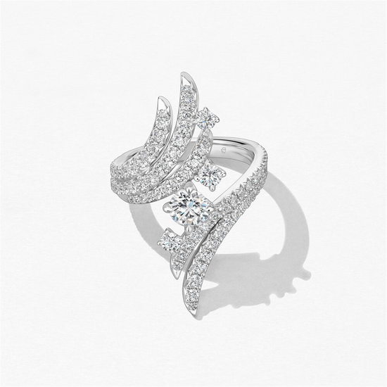 Hearts On Fire Vela Bypass Cocktail Ring in 18k White Gold