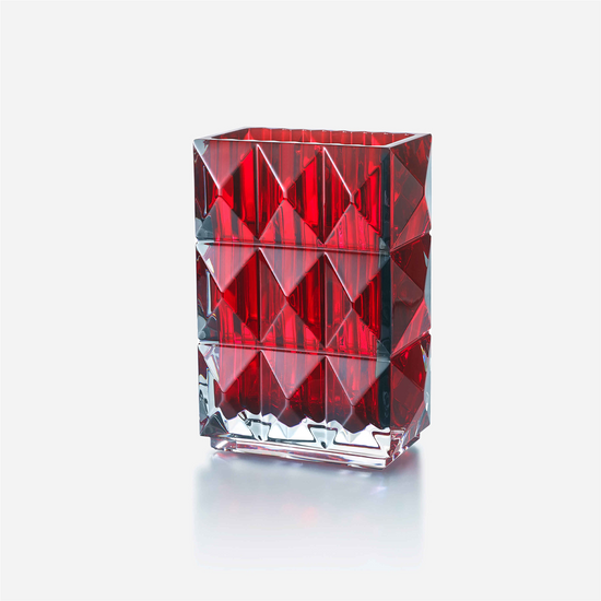 Baccarat Red Crystal Louxor Rectangular Vase
