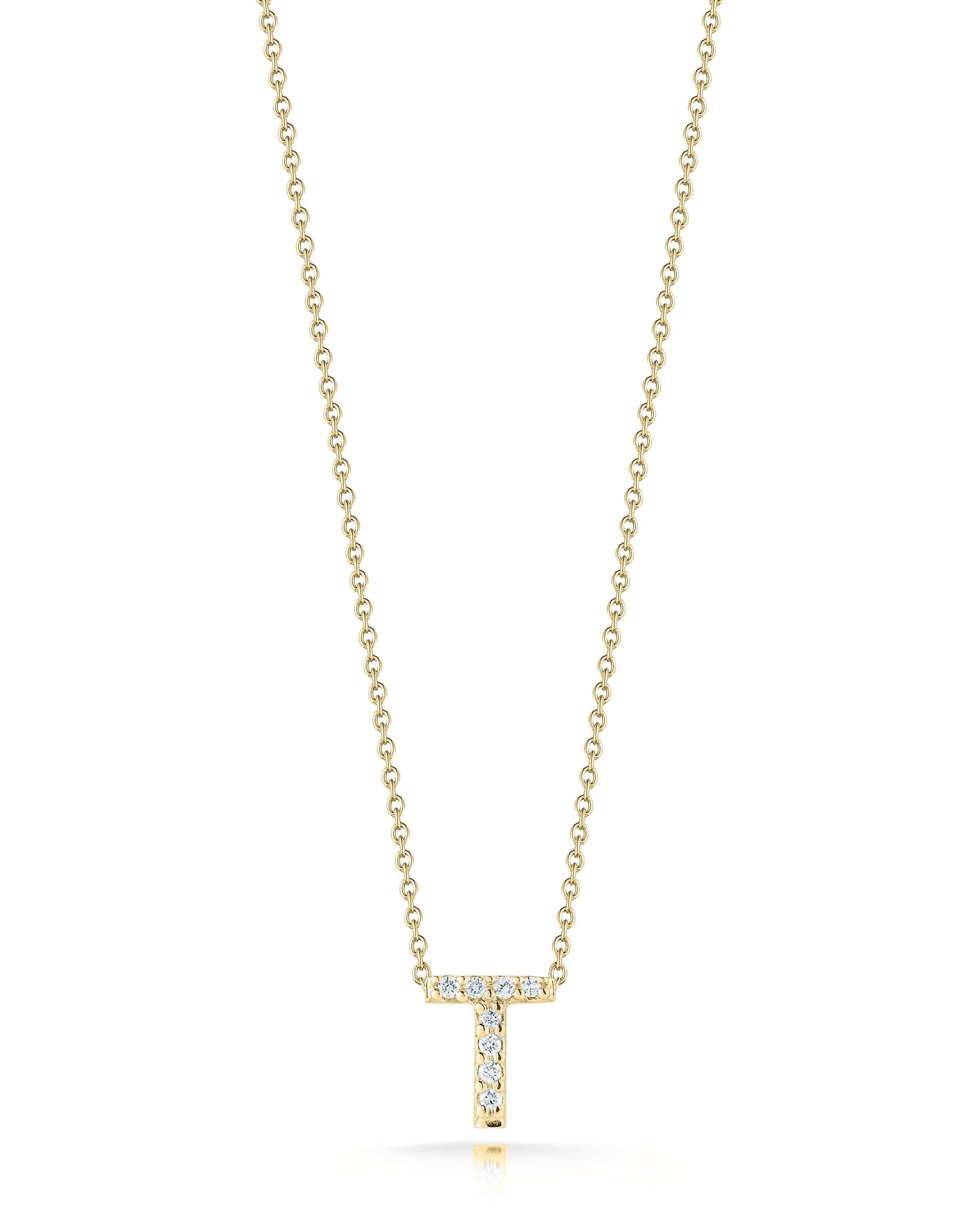 Roberto Coin Diamond Love Letter T Necklace - Yellow Gold