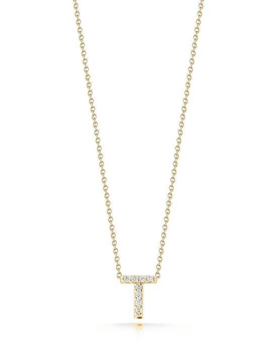 Roberto Coin Diamond Love Letter T Necklace - Yellow Gold