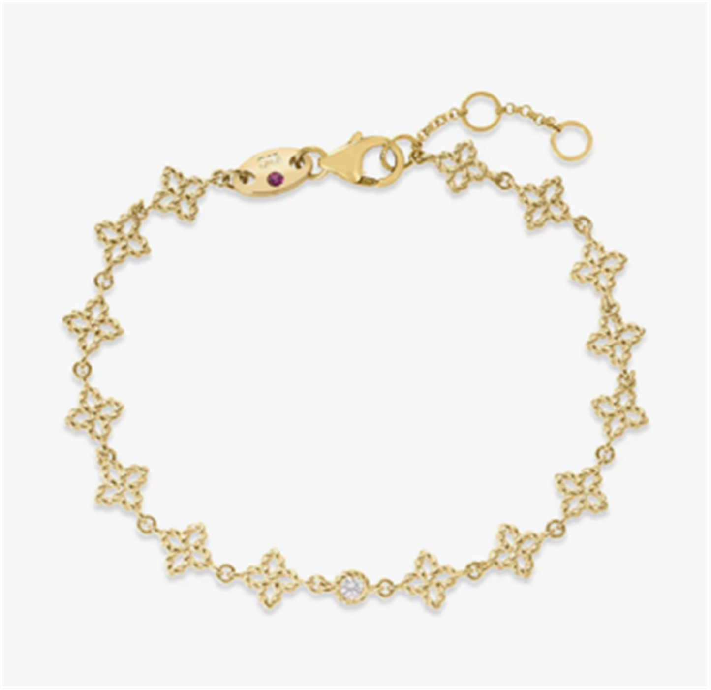 Roberto Coin Princess Flower Diamond & Flower Link Bracelet in 18k Gold