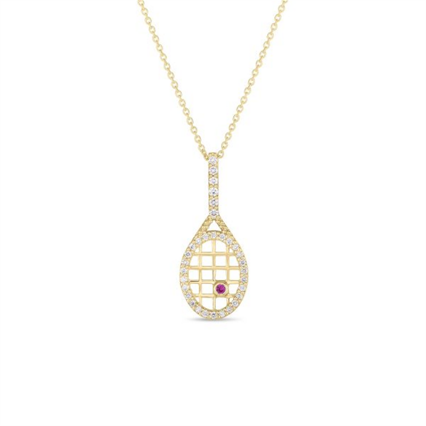 Roberto Coin Tiny Treasures Diamond Tennis Racket Necklace