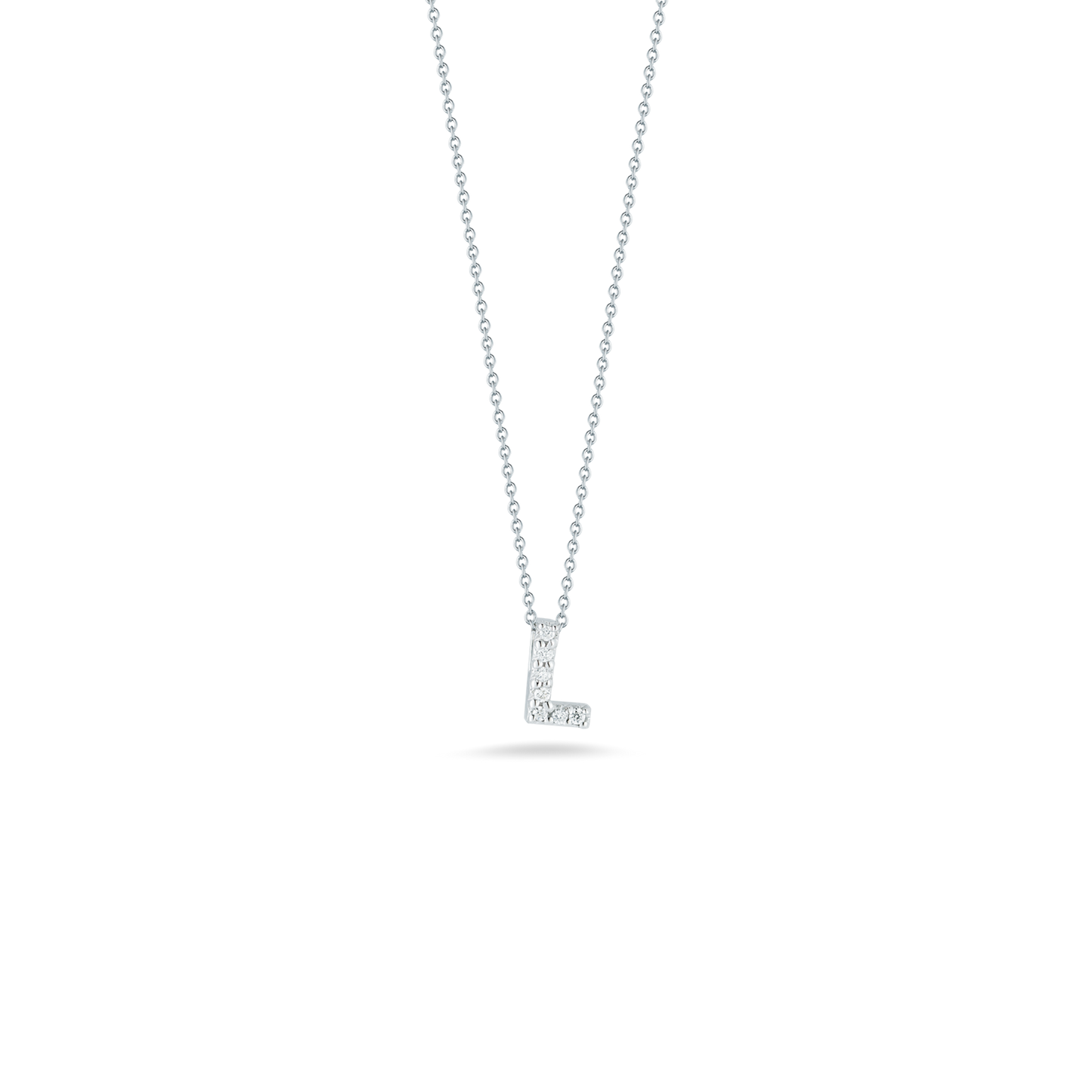 Roberto Coin Diamond Love Letter "L" Necklace in 18k White Gold & 0.03ct Diamonds