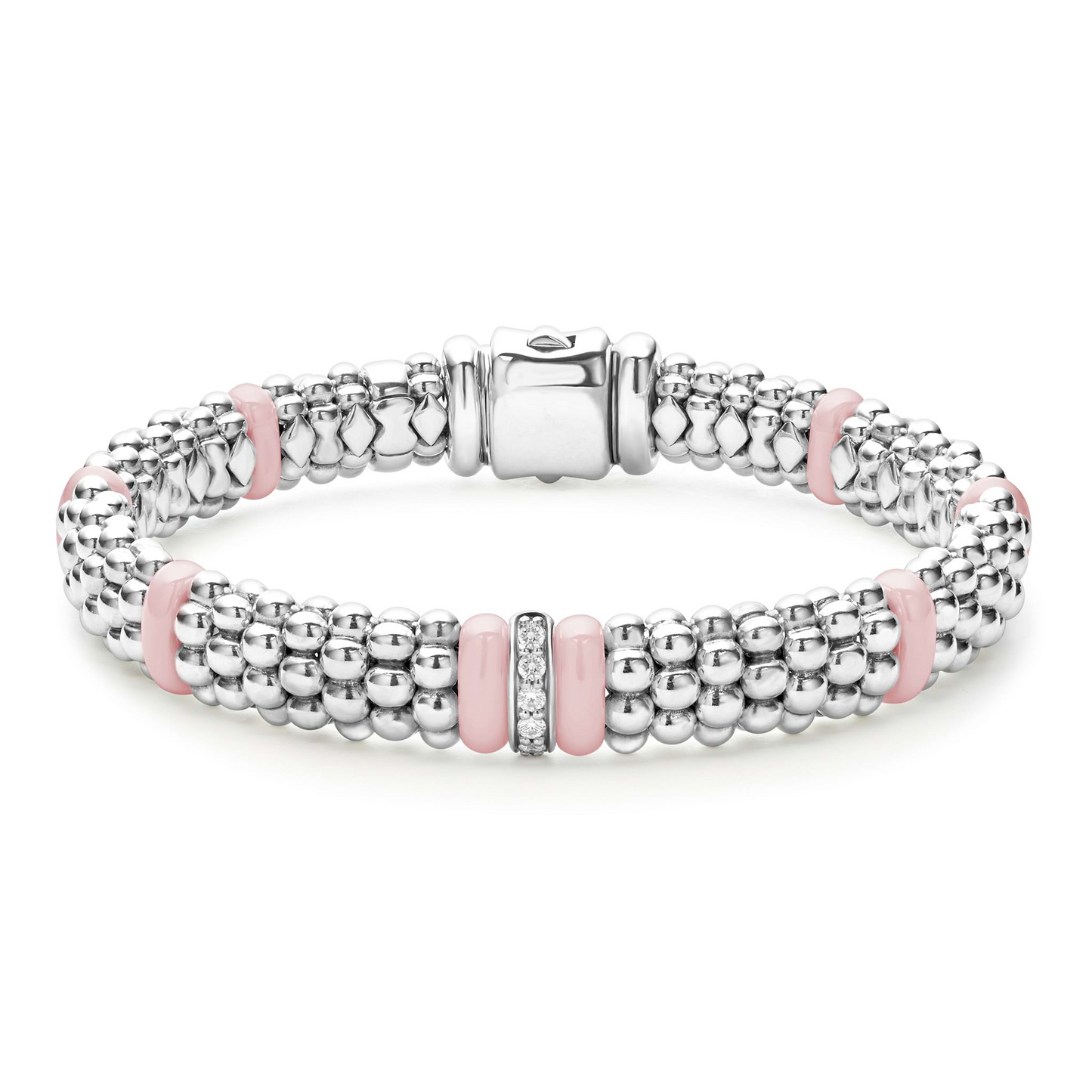 Lagos Pink Single Station Diamond Caviar Bracelet