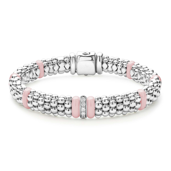 Lagos Pink Single Station Diamond Caviar Bracelet
