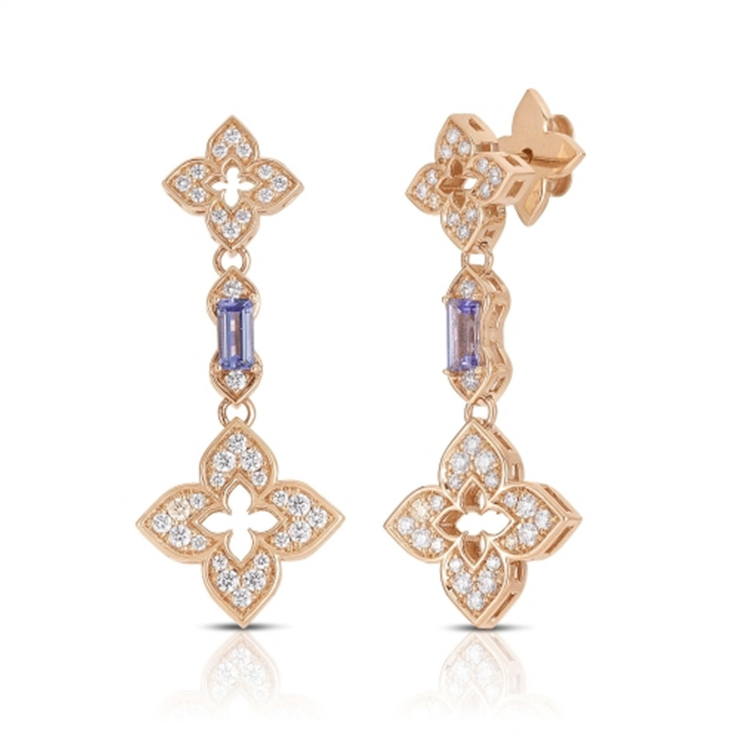 Roberto Coin 18K Rose Gold Diamond & Tanzanite Venetian Princess Drop Earrings