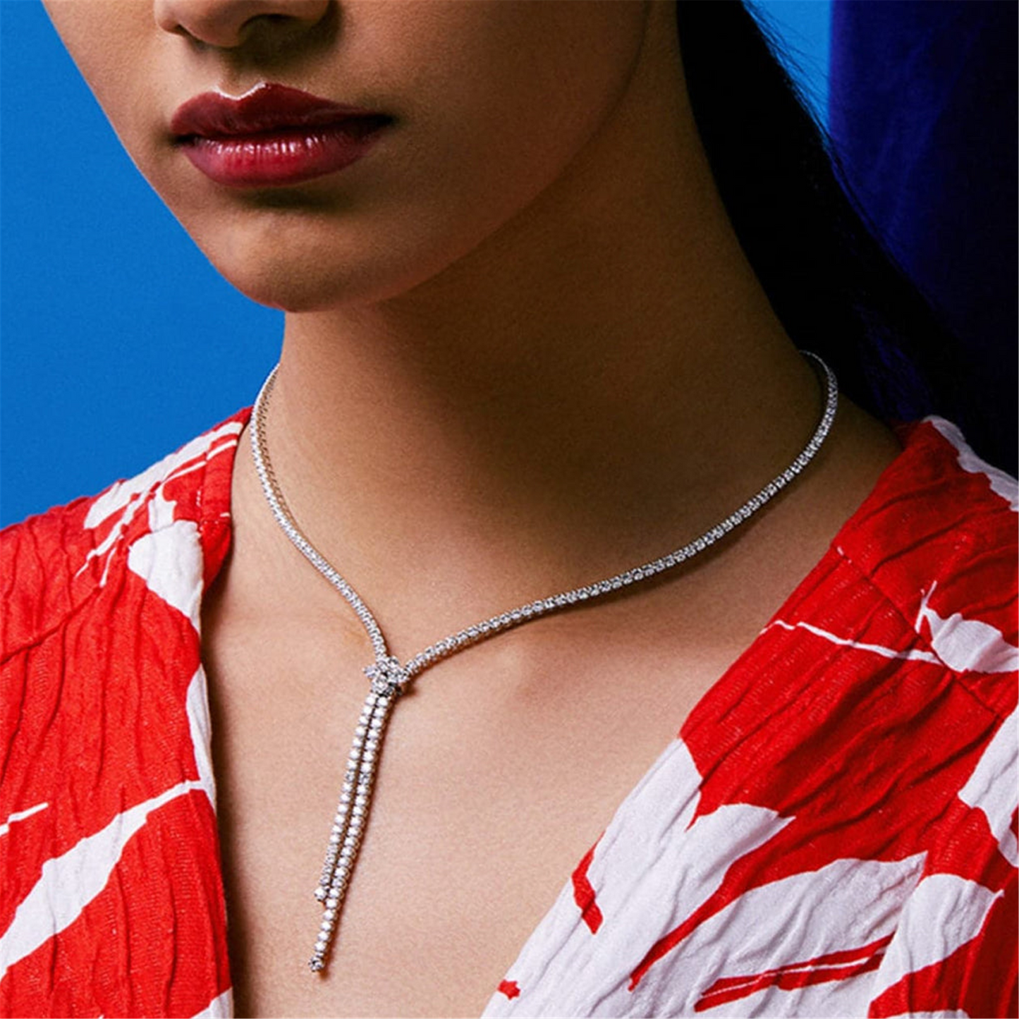 Roberto Coin Love in Verona Diamond Zipper Necklace in 18k White Gold