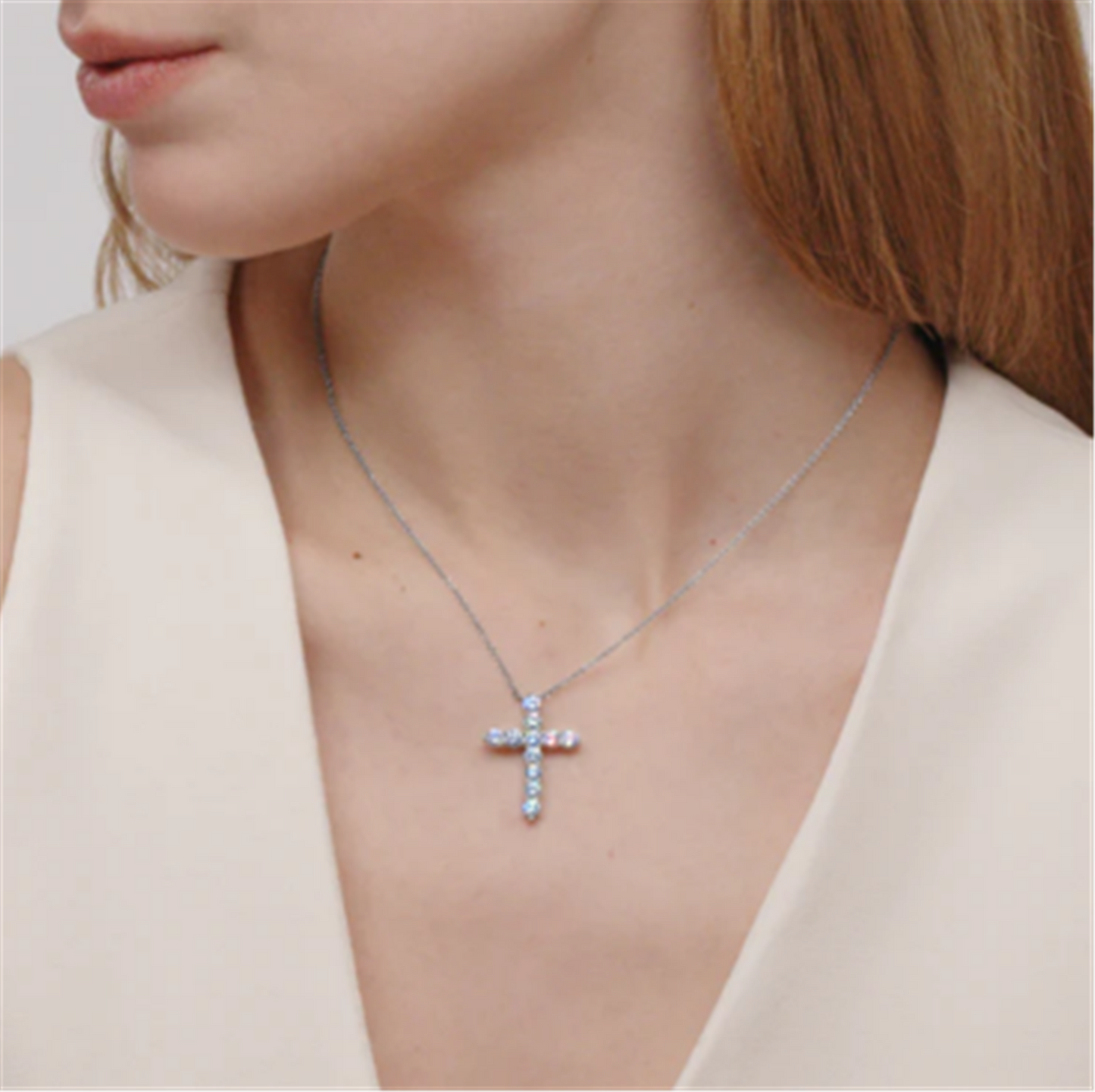 Kwiat Large Diamond Cross Pendant Necklace in 18k White Gold