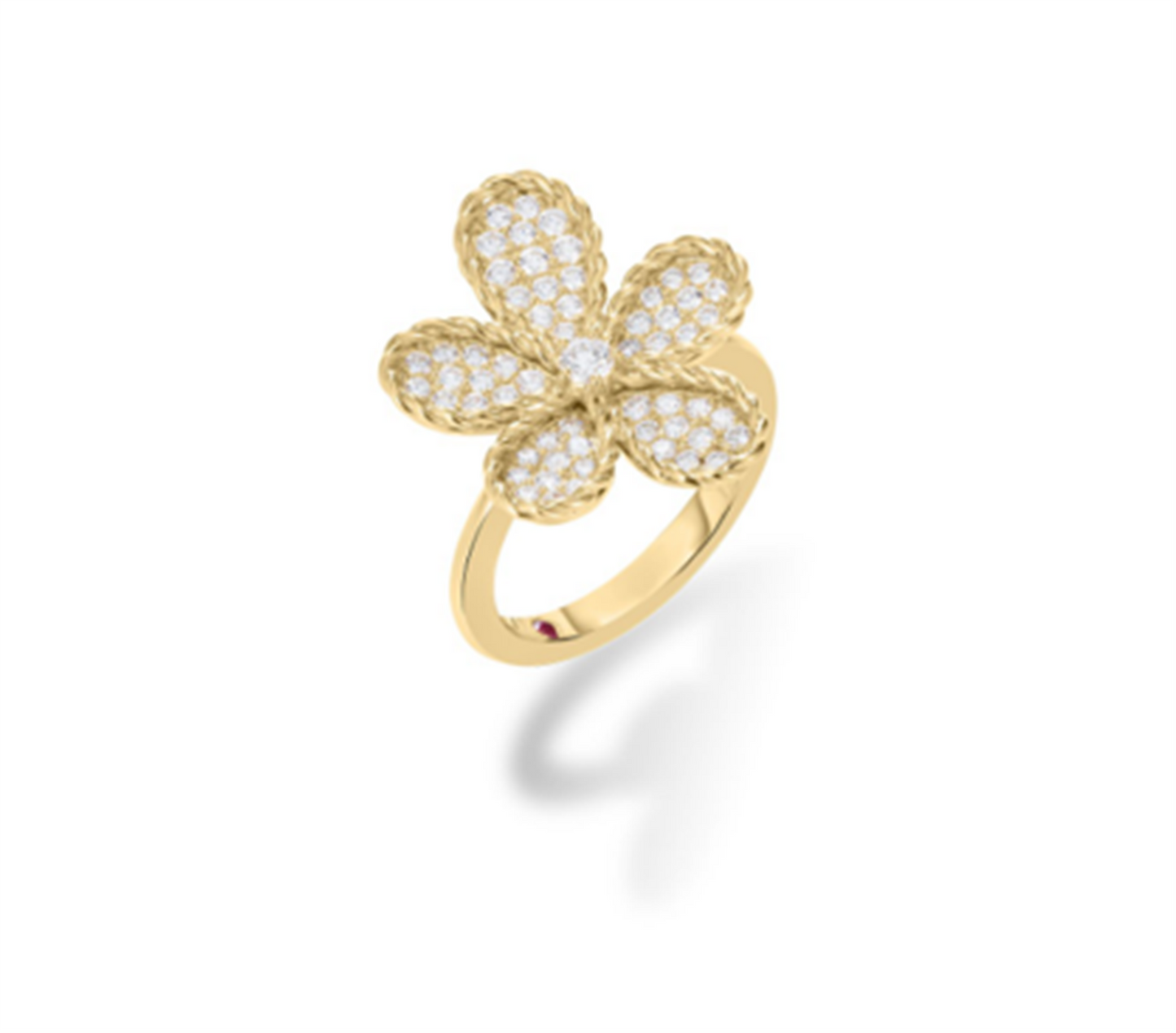 Roberto Coin Jasmine Pave Diamond Flower Ring in 18k Gold