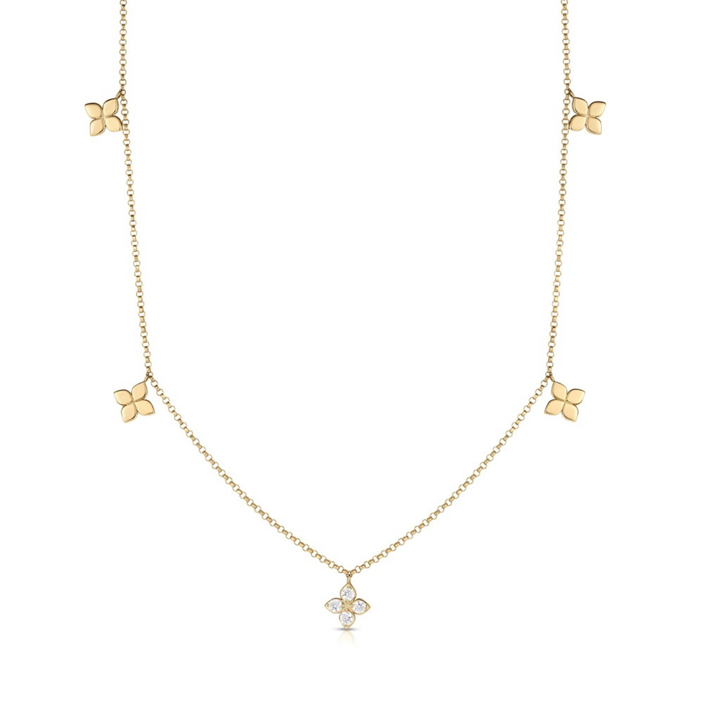 Roberto Coin Gold Love By The Inch Diamond Necklace