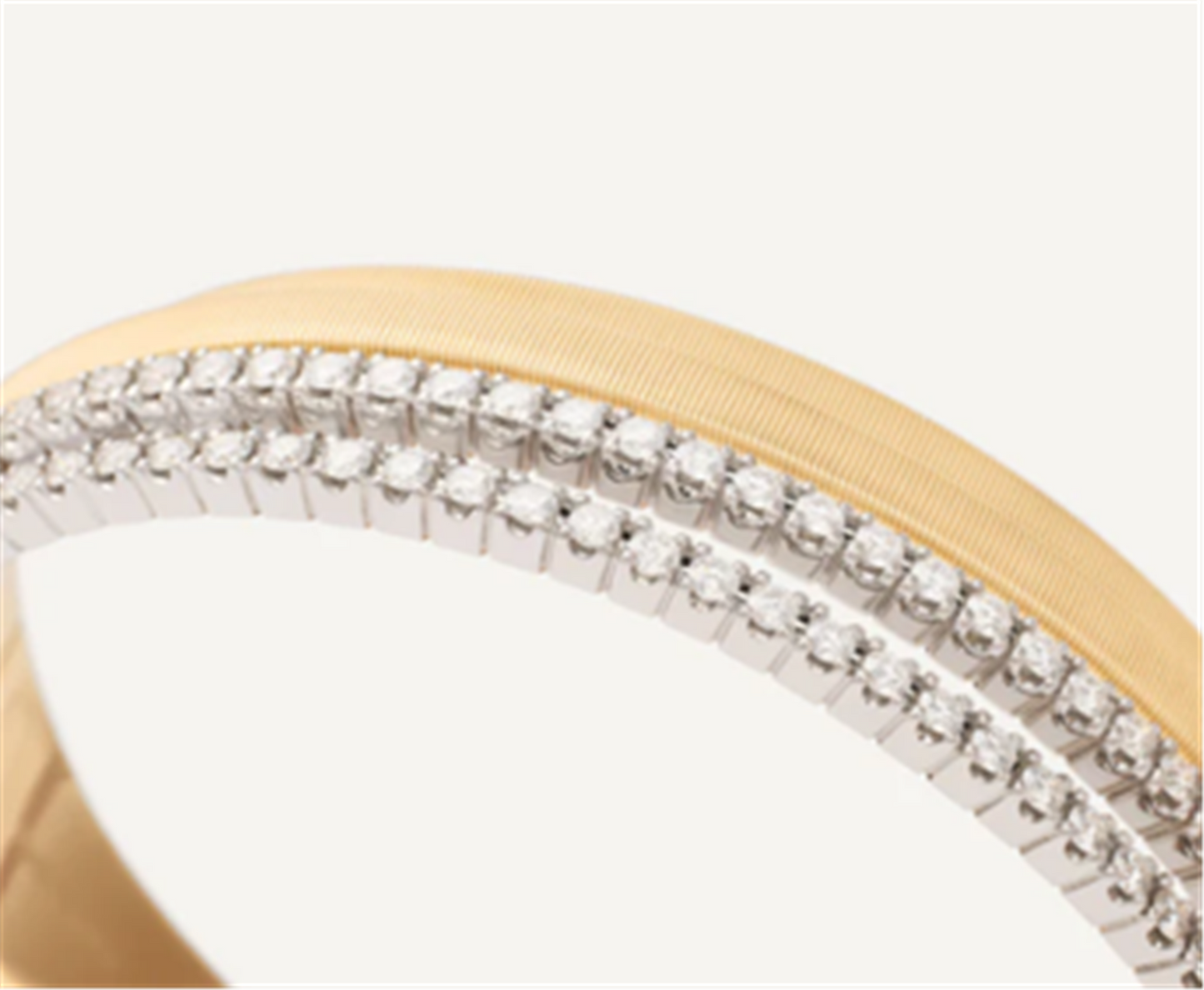 Marco Bicego Masai Two Row Diamond Tennis Statelemt Cuff Bracelet in 18k Gold