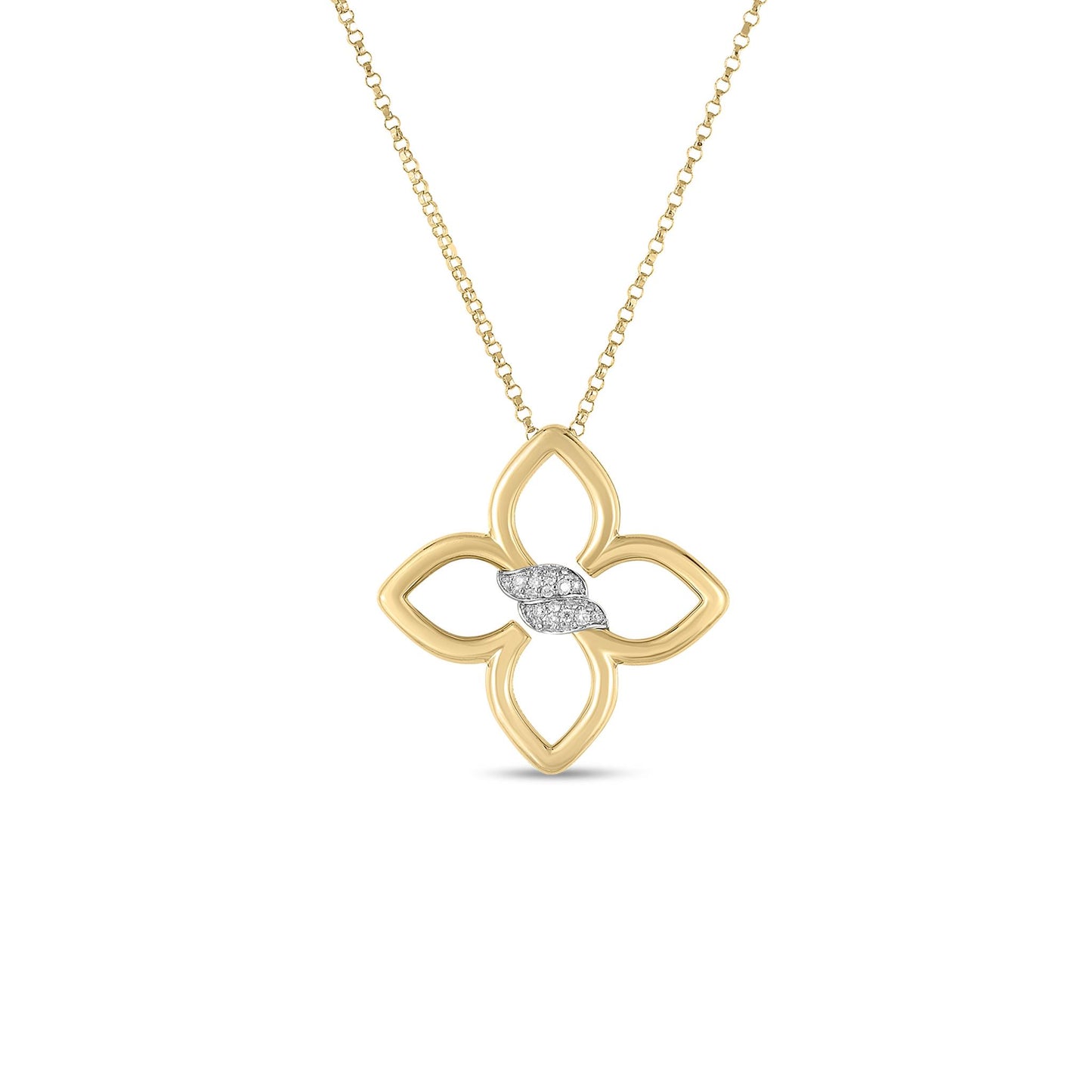 Roberto Coin GOld Cialoma Small Diamond Flower Necklace