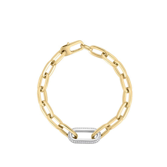 Roberto Coin Designer Gold Single Large Diamond Link Paperclip Bracelet