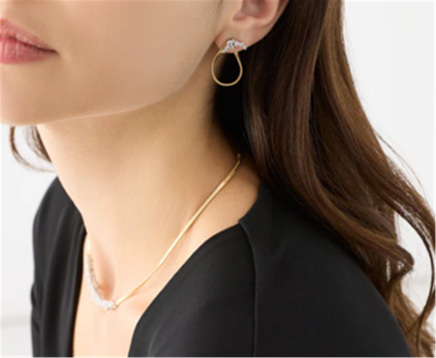 Marco Bicego Marrakech Open Hoop w/Diamond Clusters Earrings in 18k Two-Tone Gold