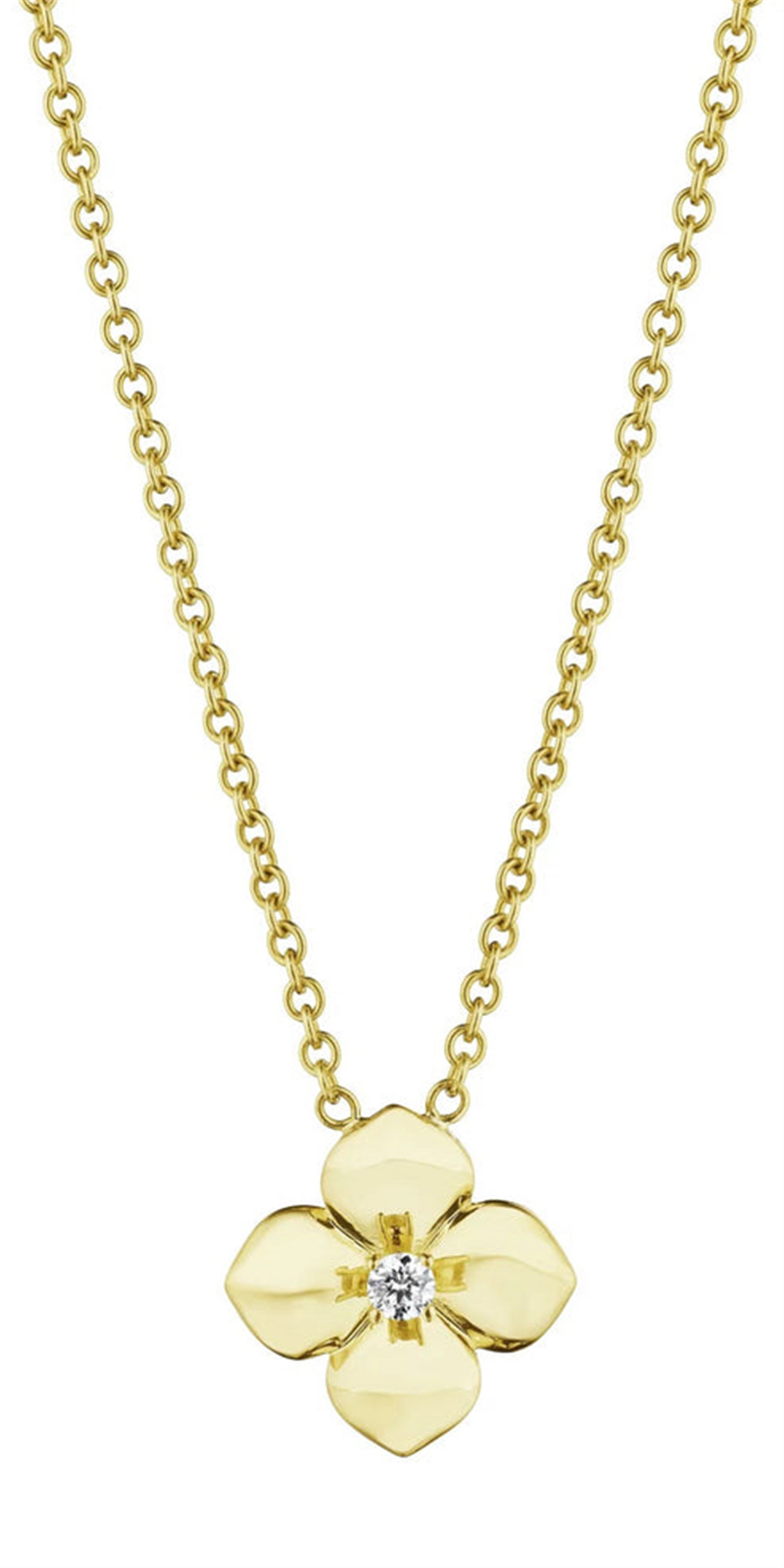 Penny Preville Petite High Polish Flower Necklace in 18k Gold