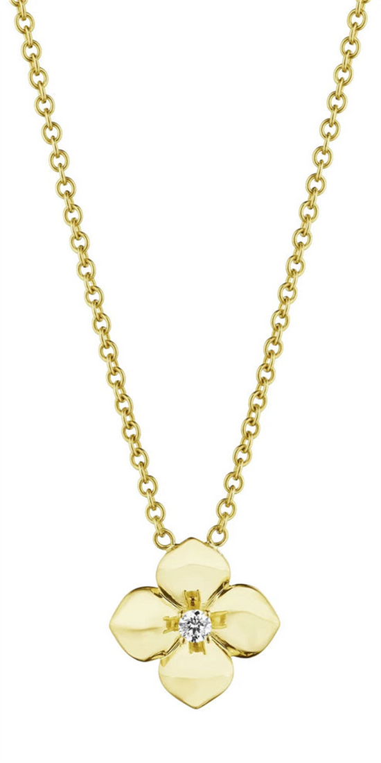 Penny Preville Petite High Polish Flower Necklace in 18k Gold
