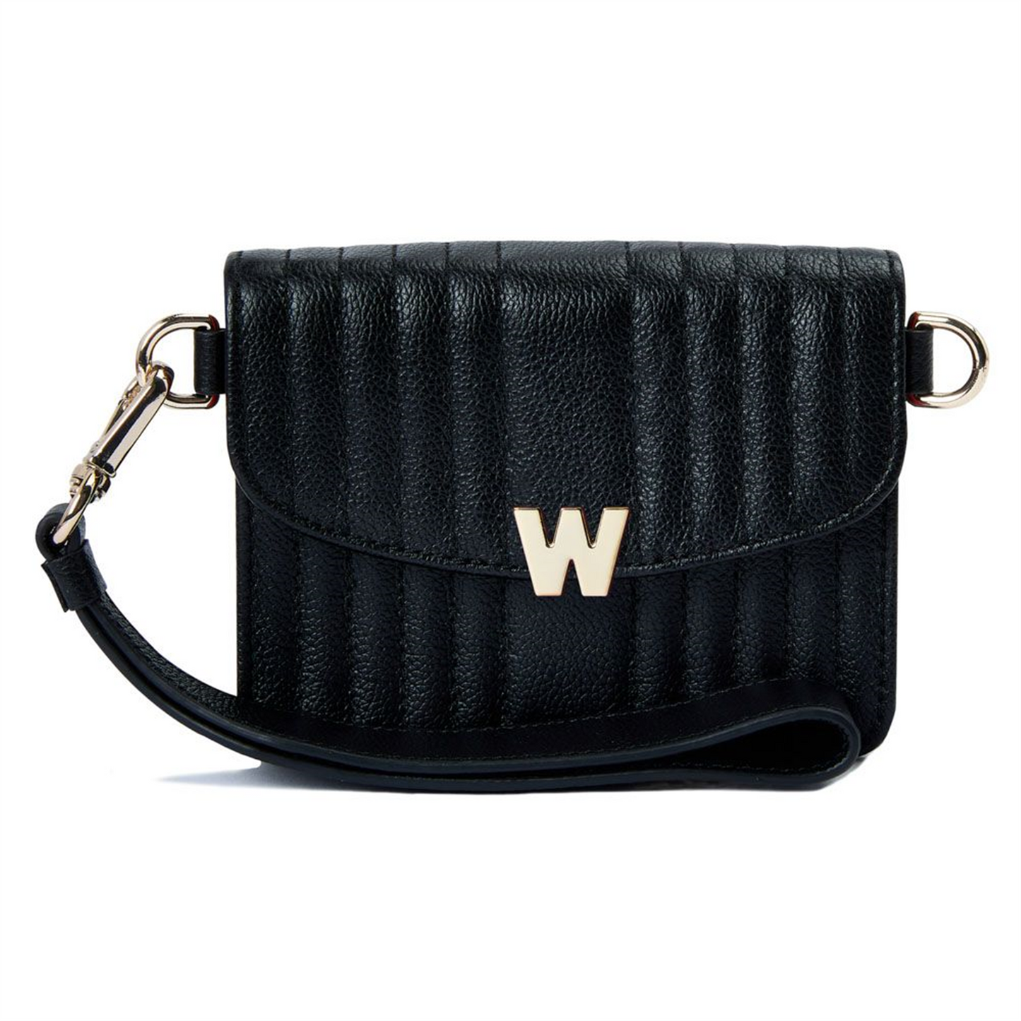 WOLF Mimi Mini Bag with Wristlet & Lanyard in Black Vegan Leather