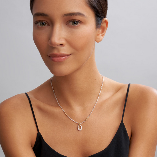 Lagos Two-Tone Oval Diamond Pendant Necklace