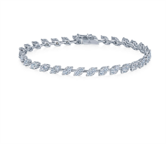 Kwiat 18k White Gold Sunburst Marquise Diamond Line Bracelet, 3.28 mm