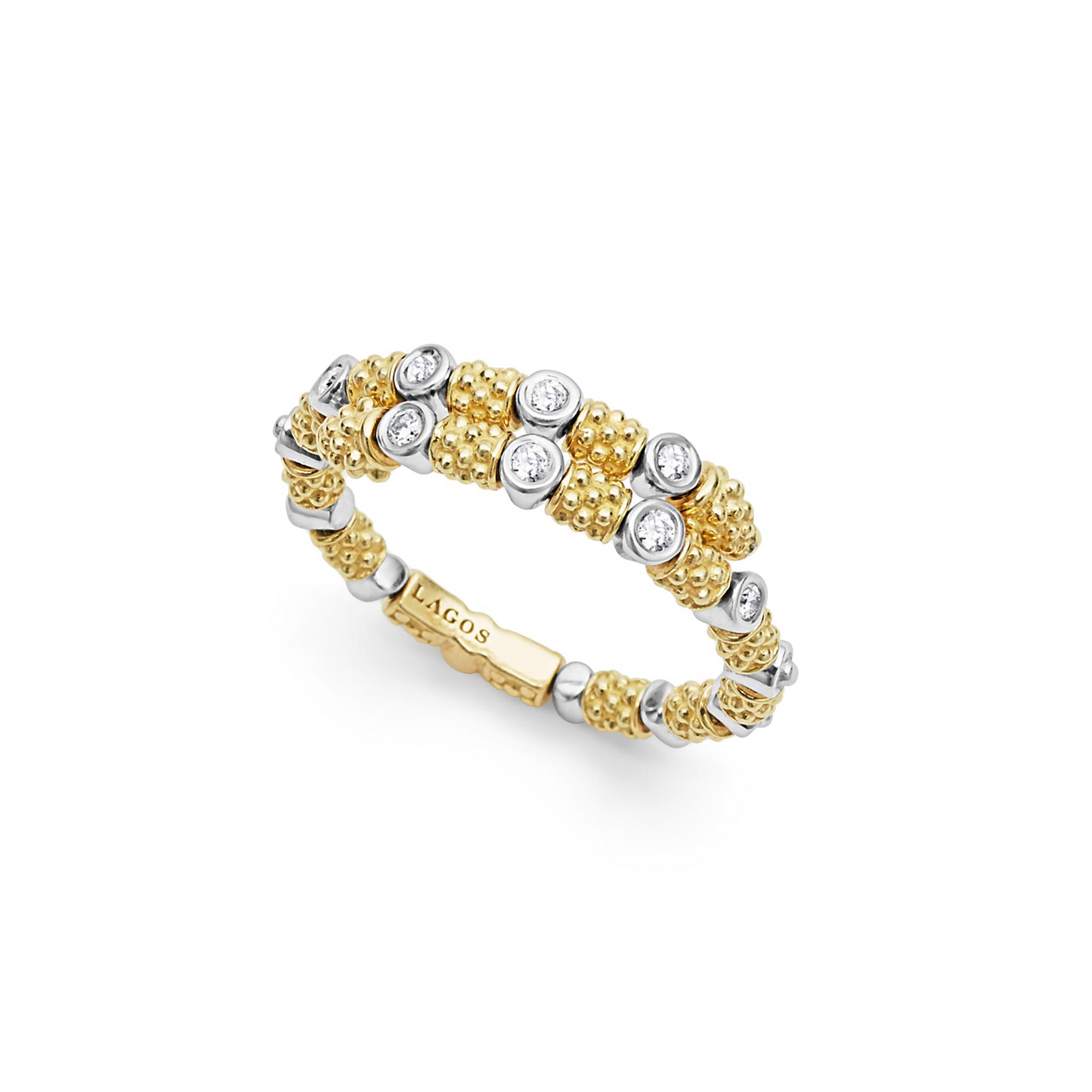 Lagos Superfine Band Ring w/ Diamonds in 18k Gold