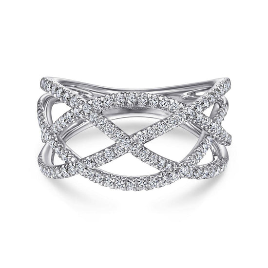 Gabriel & Co. White Gold Diamond Criss Cross Ring