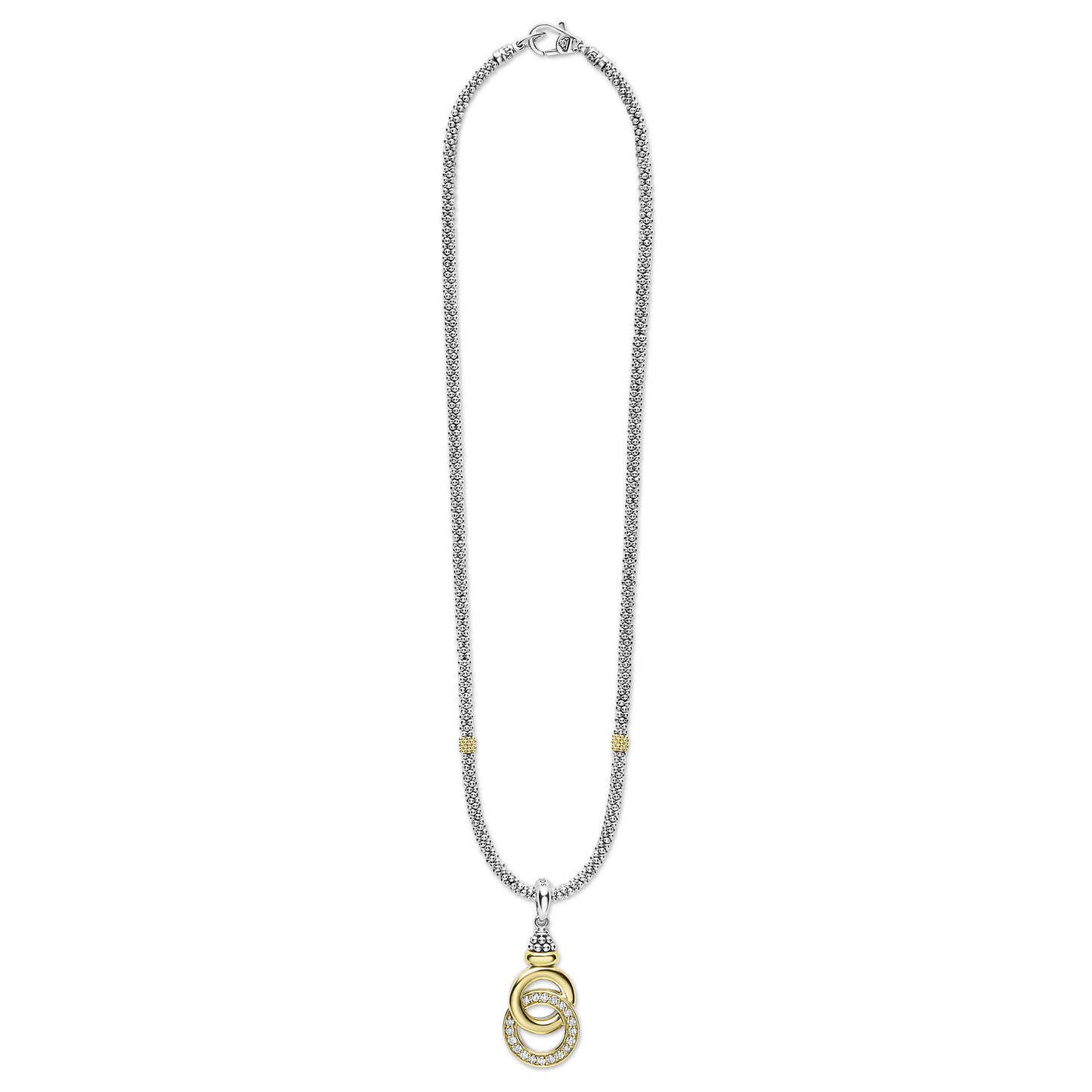 Lagos Two-Tone Interlocking Diamond Pendant Necklace