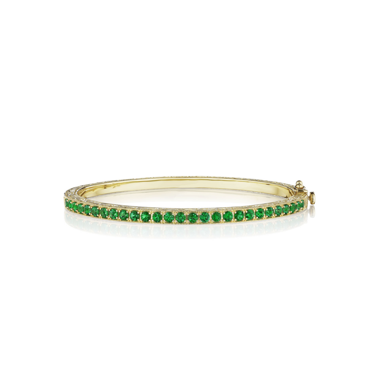 Penny Preville Emerald Pavé Hinged Bangle in 18k Gold