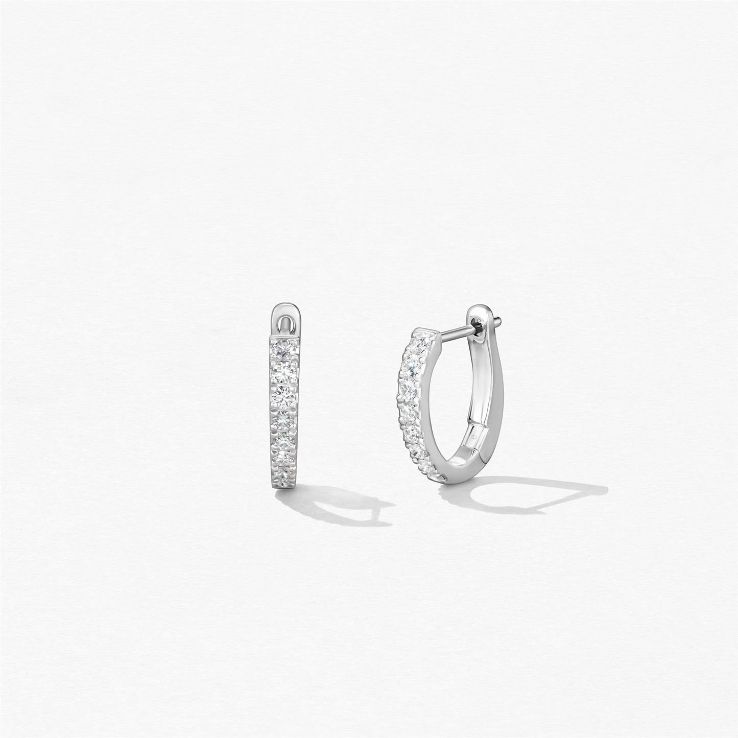Hearts On Fire Mini Hoop Graduated Diamond Earrings in 18k White Gold
