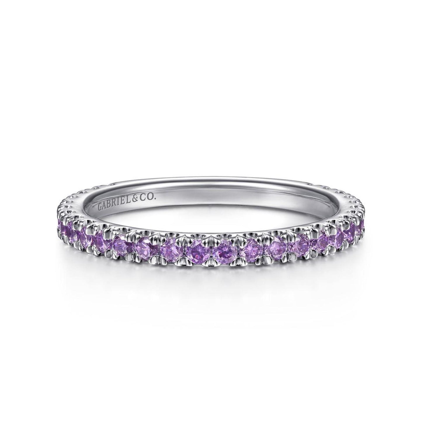 14K White Gold Amethyst Stackable Ring