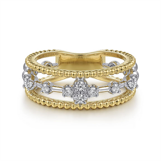 Gabriel & Co. Bujukan Two Tone Diamond Easy Stackable Ladies Ring