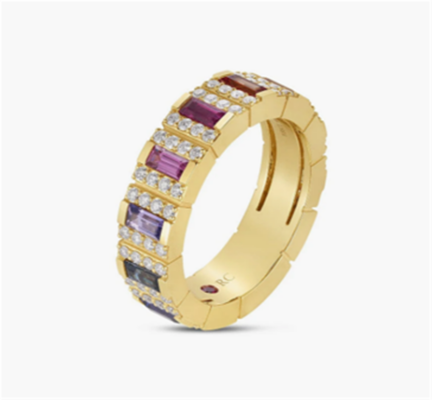 Roberto Coin Obelisco Pave Diamond & Mixed Sapphires Ring