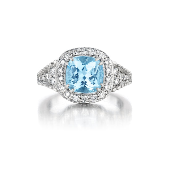Penny Preville Cushion Cut Aquamarine Ring