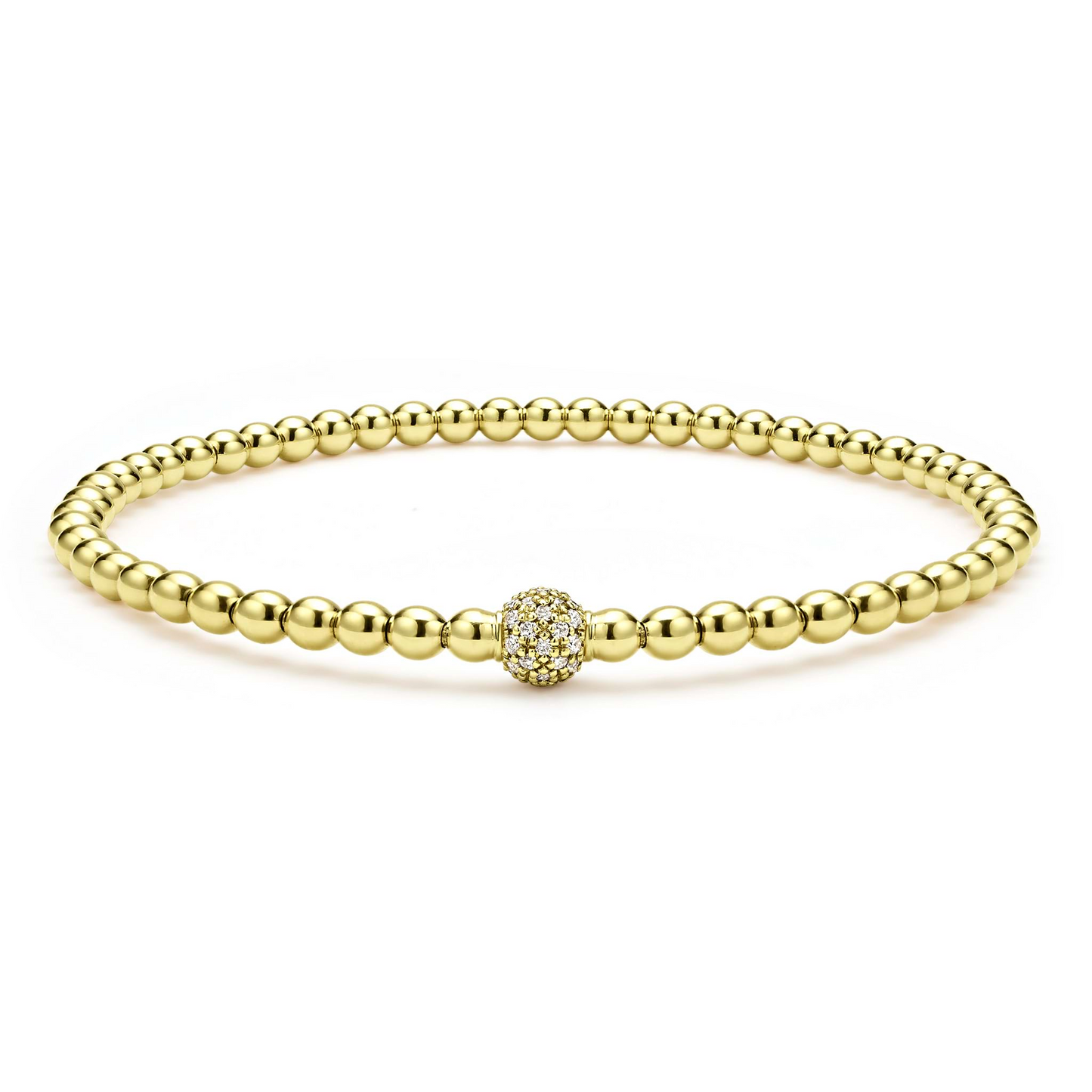 Lagos 18k Gold and Diamond Bead Bracelet