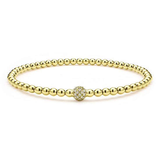 Lagos 18k Gold and Diamond Bead Bracelet