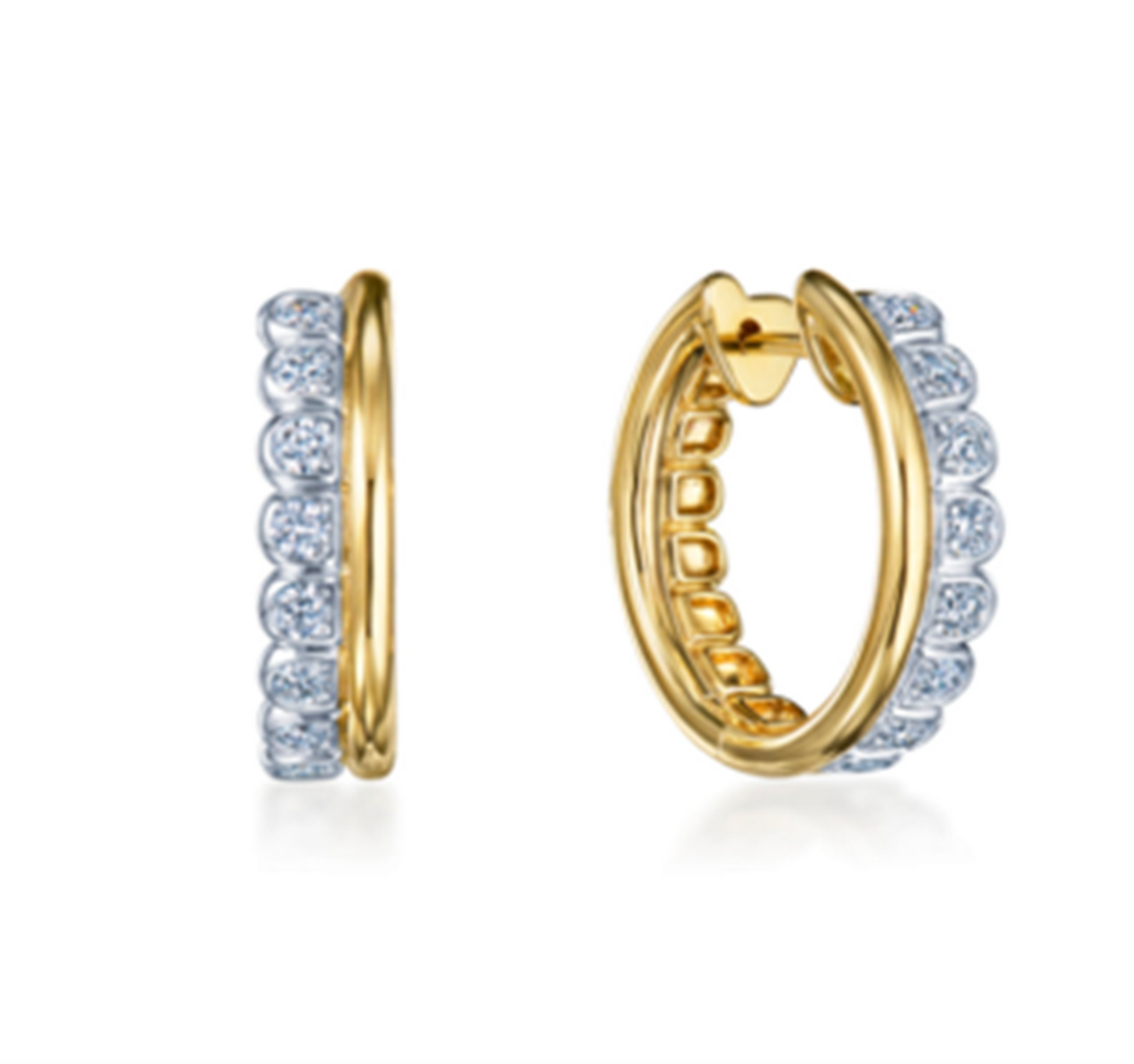 Kwiat Sirena Diamond Two-Tone Gold Huggie Earrings