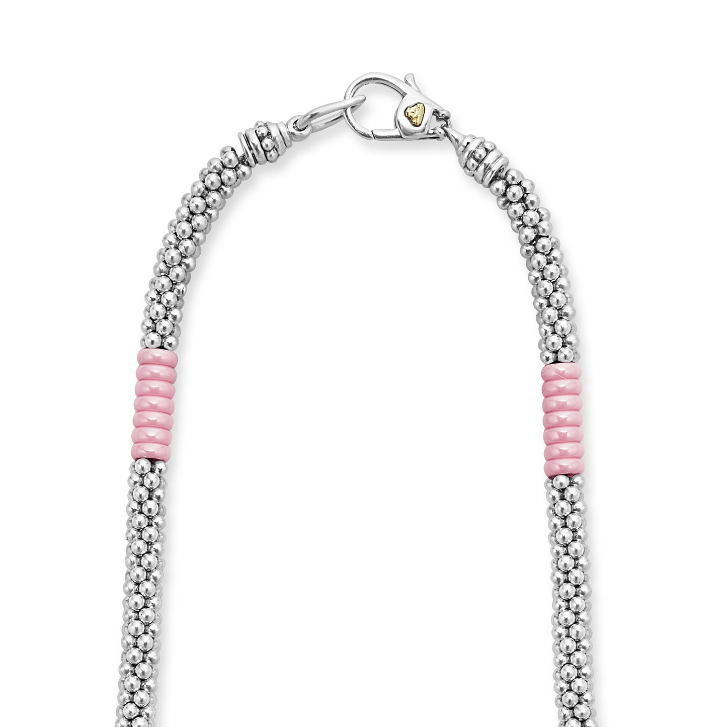 Lagos Pink Silver Station Ceramic Beaded Necklace - 5mm